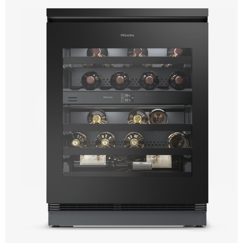 Miele Built-under wine conditioning unit KWTUS7074 F Obsidian Black glass