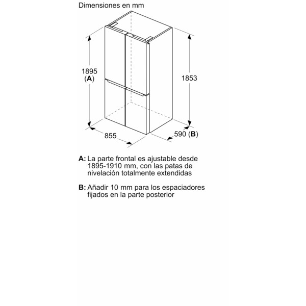 BOSCH Bosch 4Door Refrigerator Series 4 KMC85LBEA Black Glass